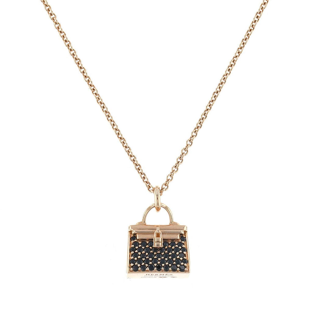 18K Hermes Amulettes Kelly Black Diamonds Necklace