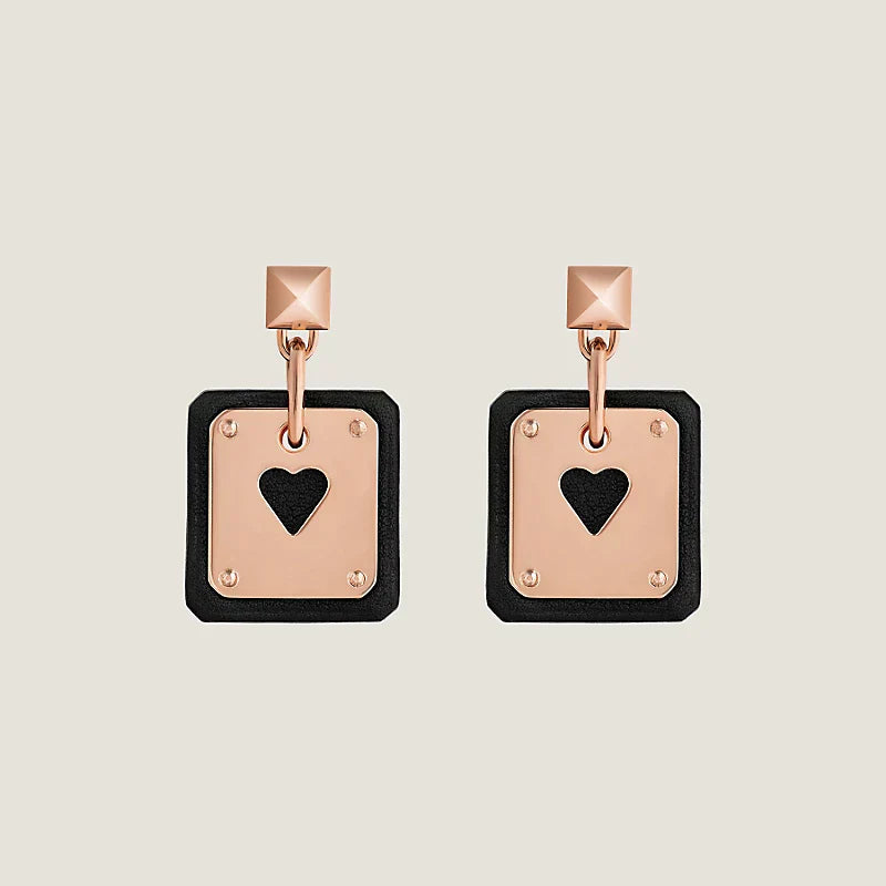 18K Hermes As De Celine Black Earrings