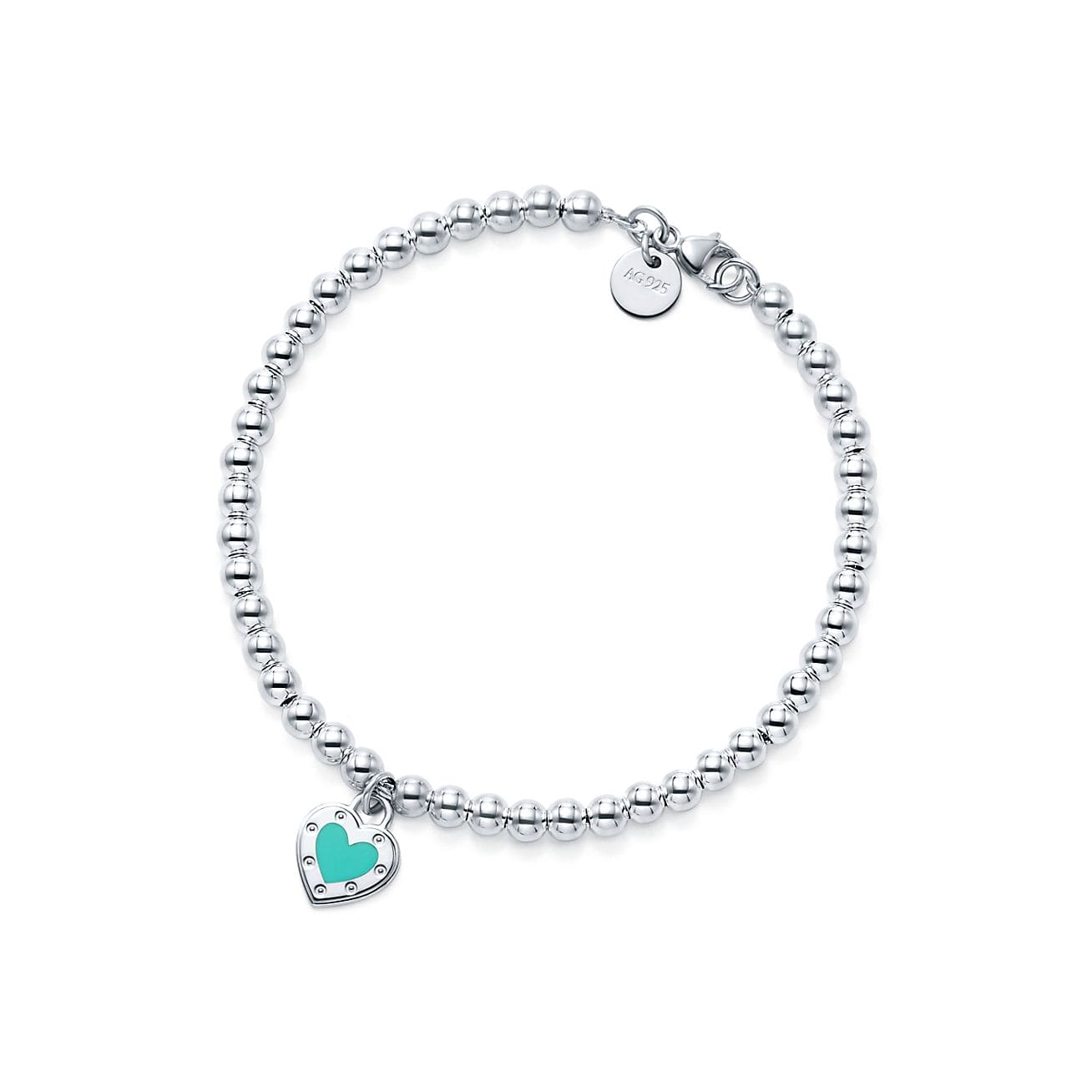 18K Tiffany Return to Love Blue Heart Tag Bead Bracelet