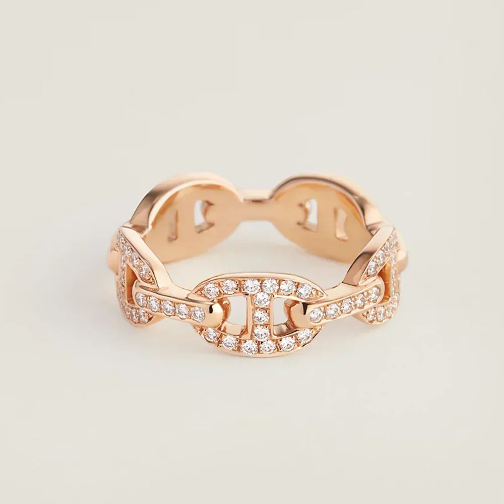 18K Hermes Chaine D'Ancre Enchainee Diamond Ring