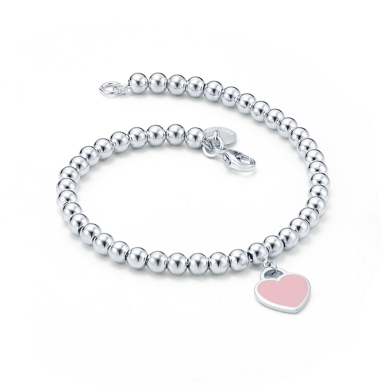 18K Tiffany Return to Pink Heart Tag Bead Bracelet