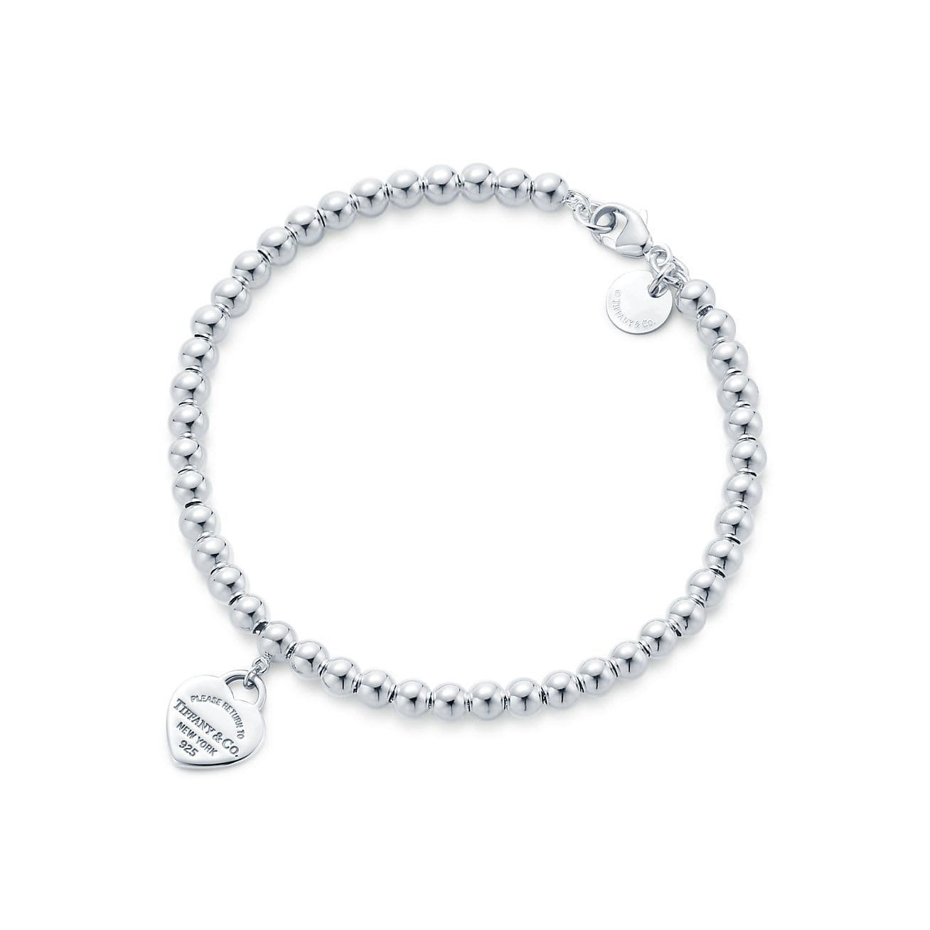 18K Tiffany Return to Blue Heart Tag Bead Bracelet