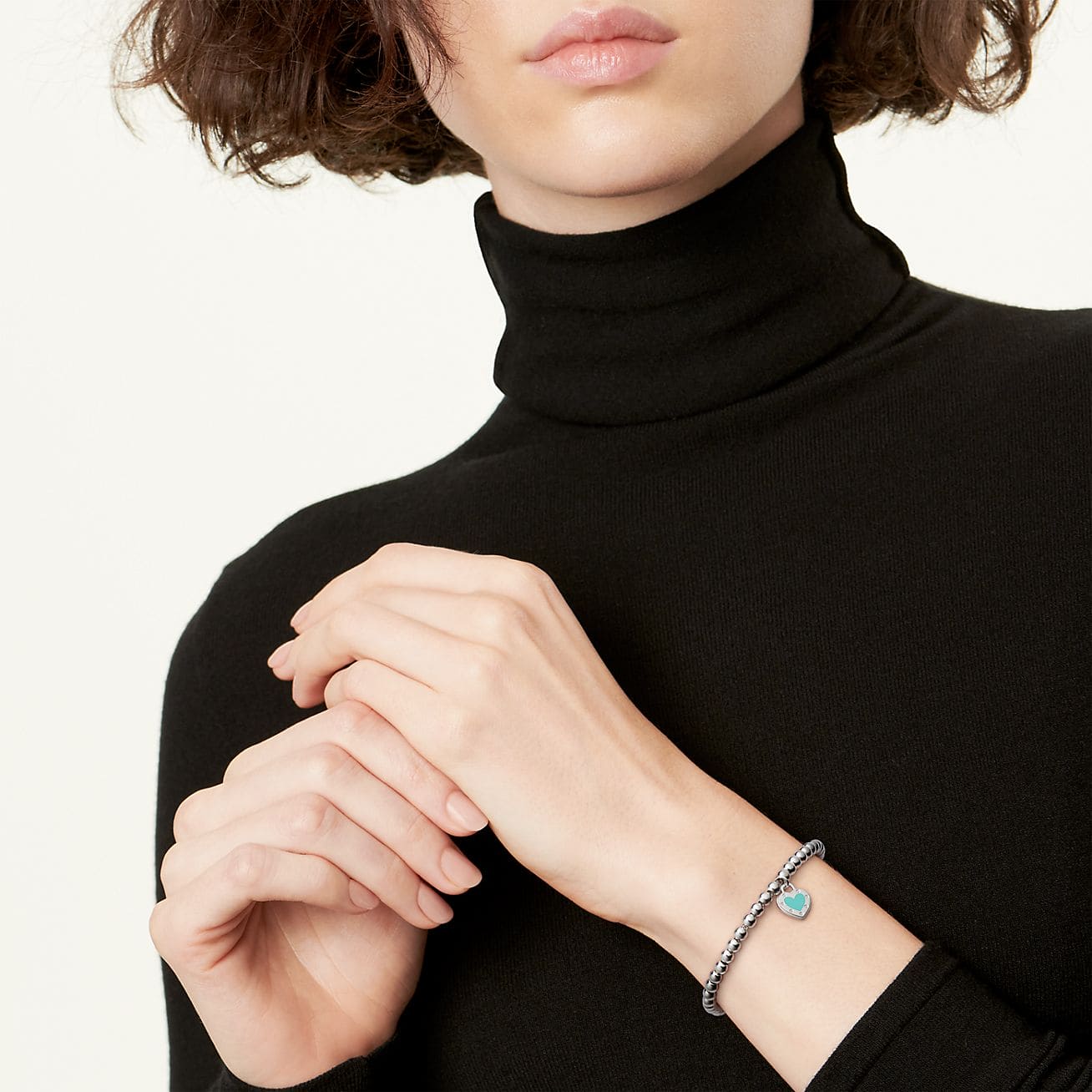 18K Tiffany Return to Love Blue Heart Tag Bead Bracelet