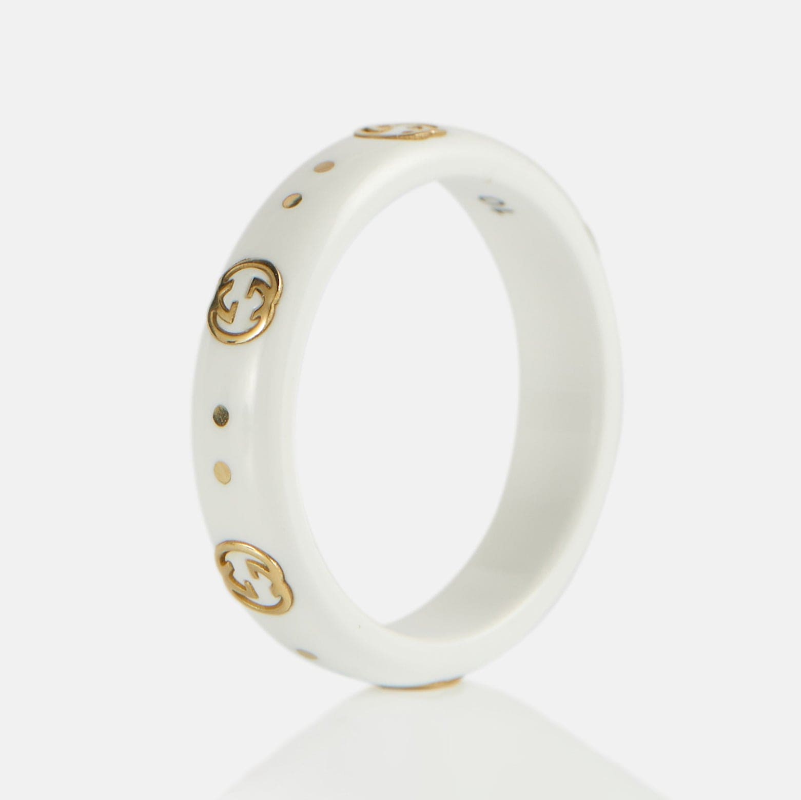 18K Gucci Double Icon White Zirconia Ring