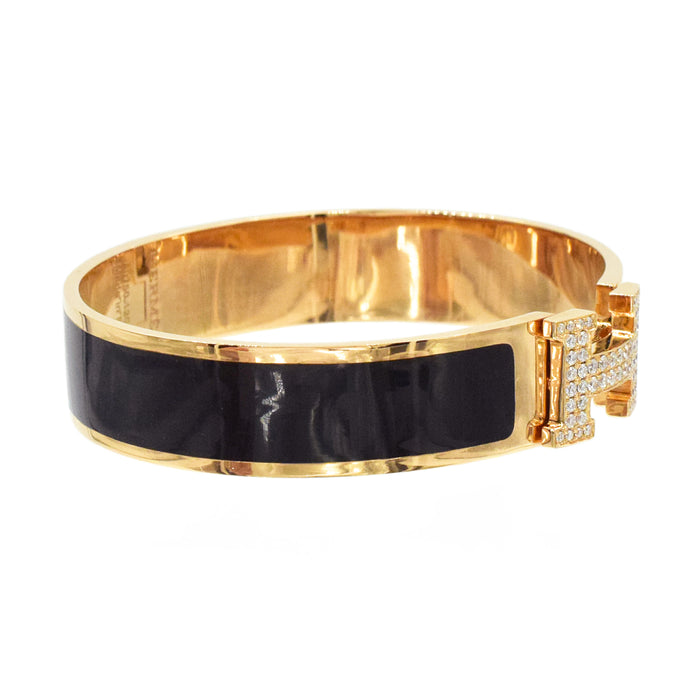 18K Hermes Clic Diamond Bracelet