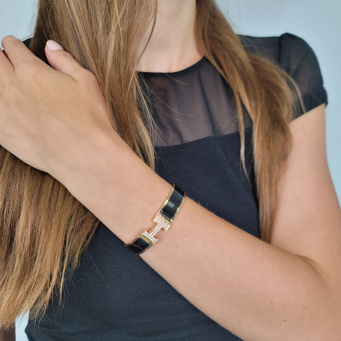 18K Hermes Clic Diamond Bracelet