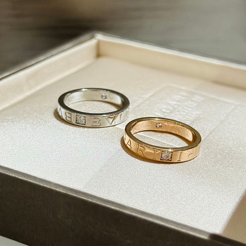18K Bvlgari Rose Gold Diamond Ring