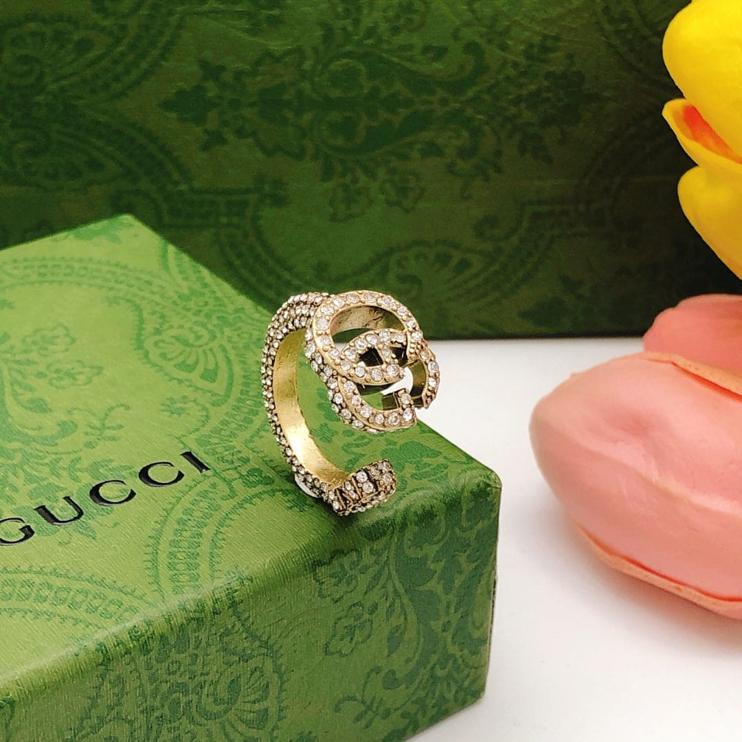 18K Gucci Double Crystal Ring