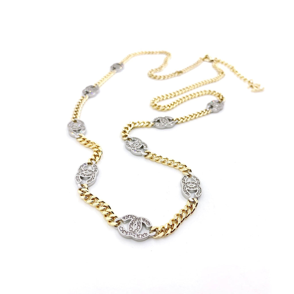 18K Chanel Crystal Chain Link Necklace