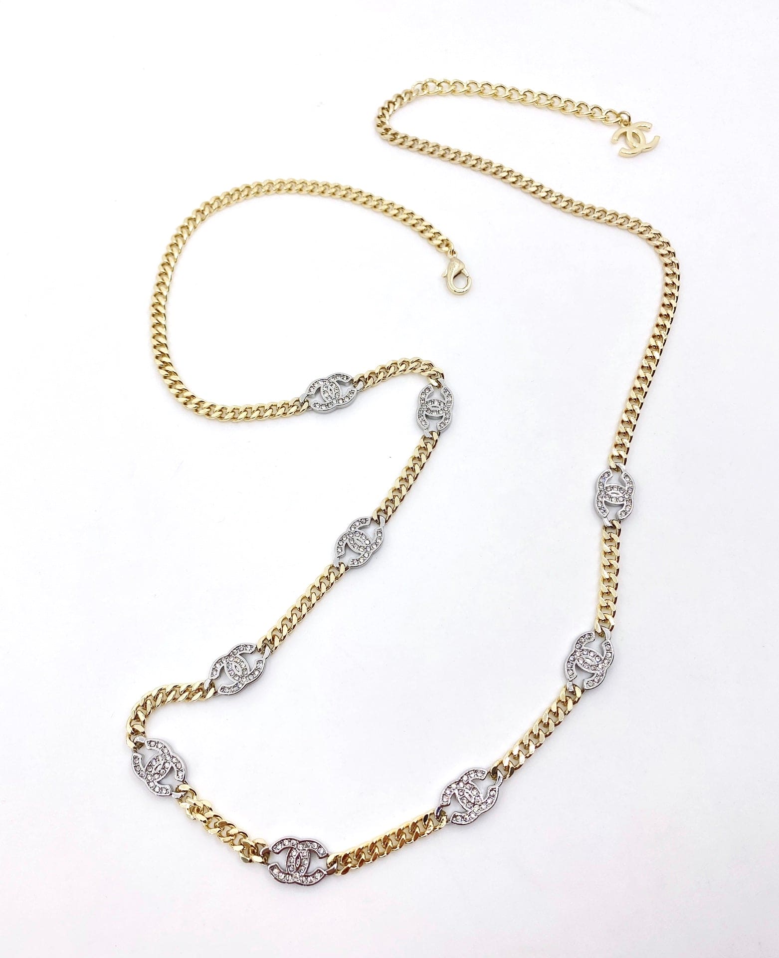 18K Chanel Crystal Chain Link Necklace