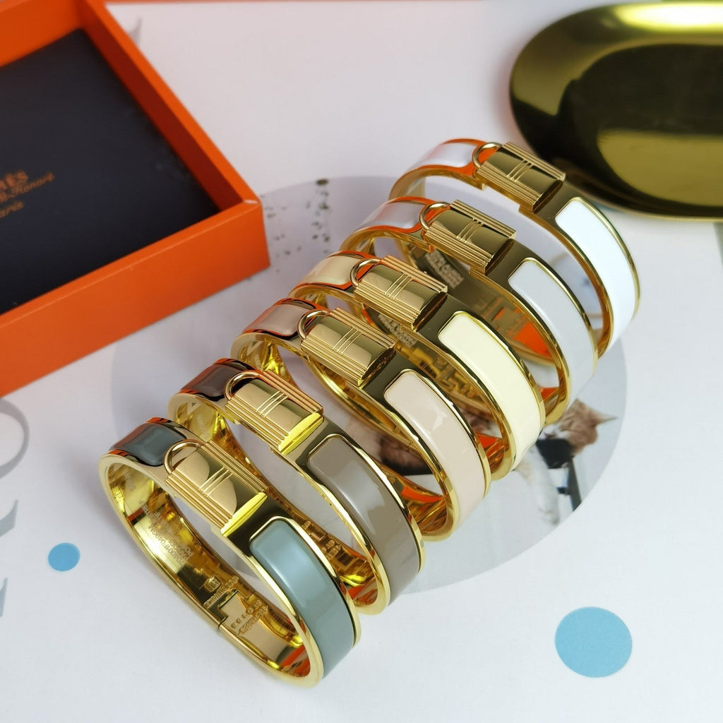 18K Hermes Clic Cadenas Light Brown Bracelet