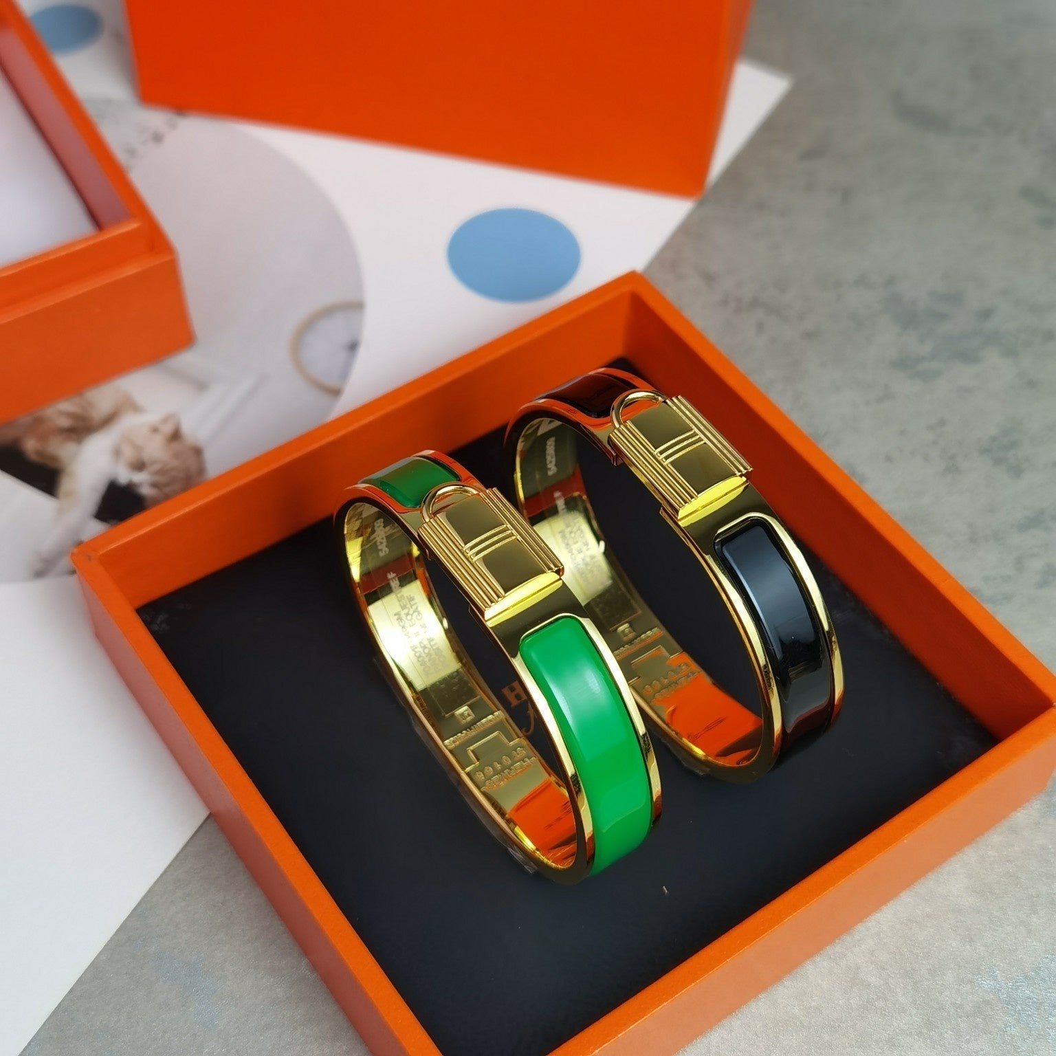 18K Hermes Clic Cadenas Black Bracelet