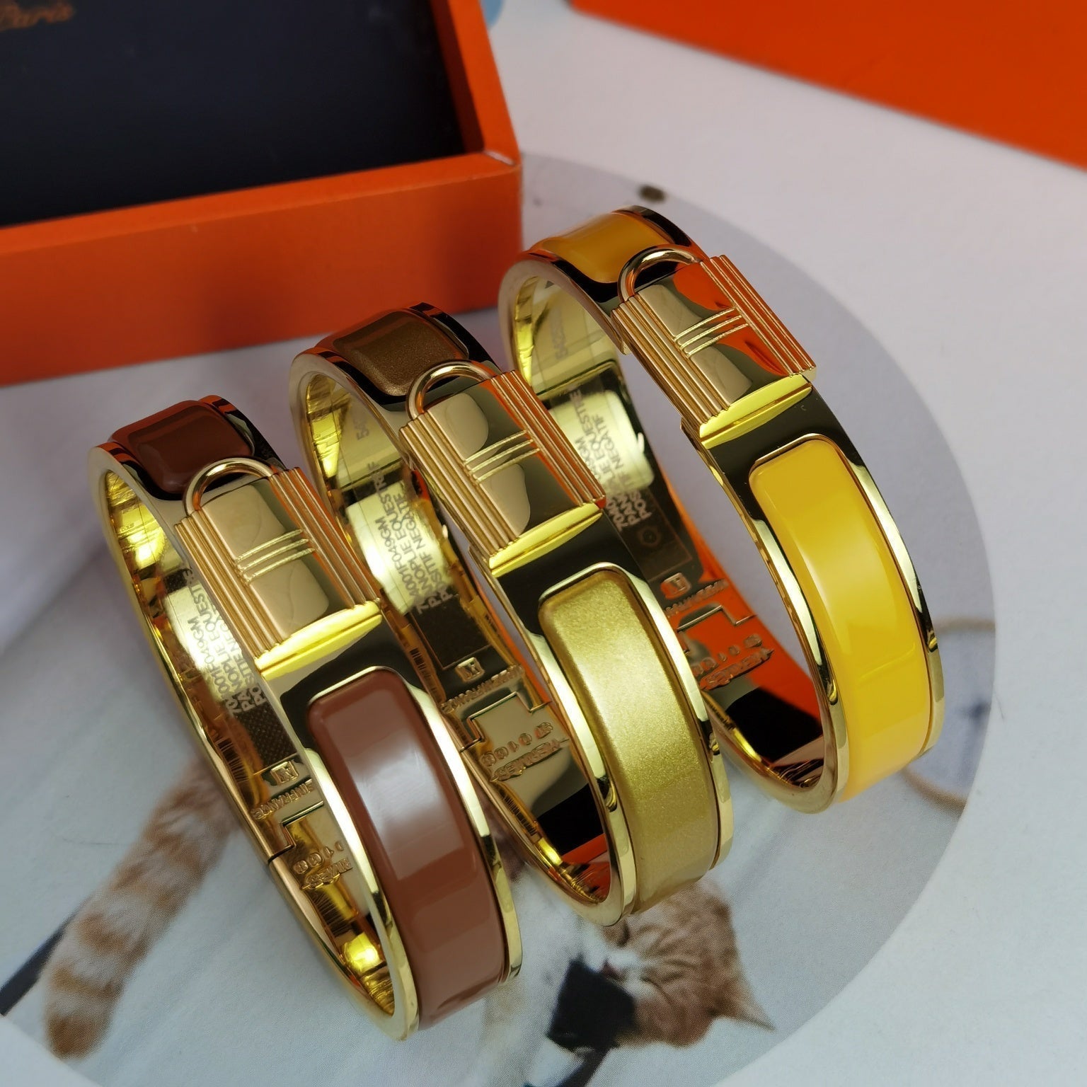 18K Hermes Clic Cadenas Orange Bracelet