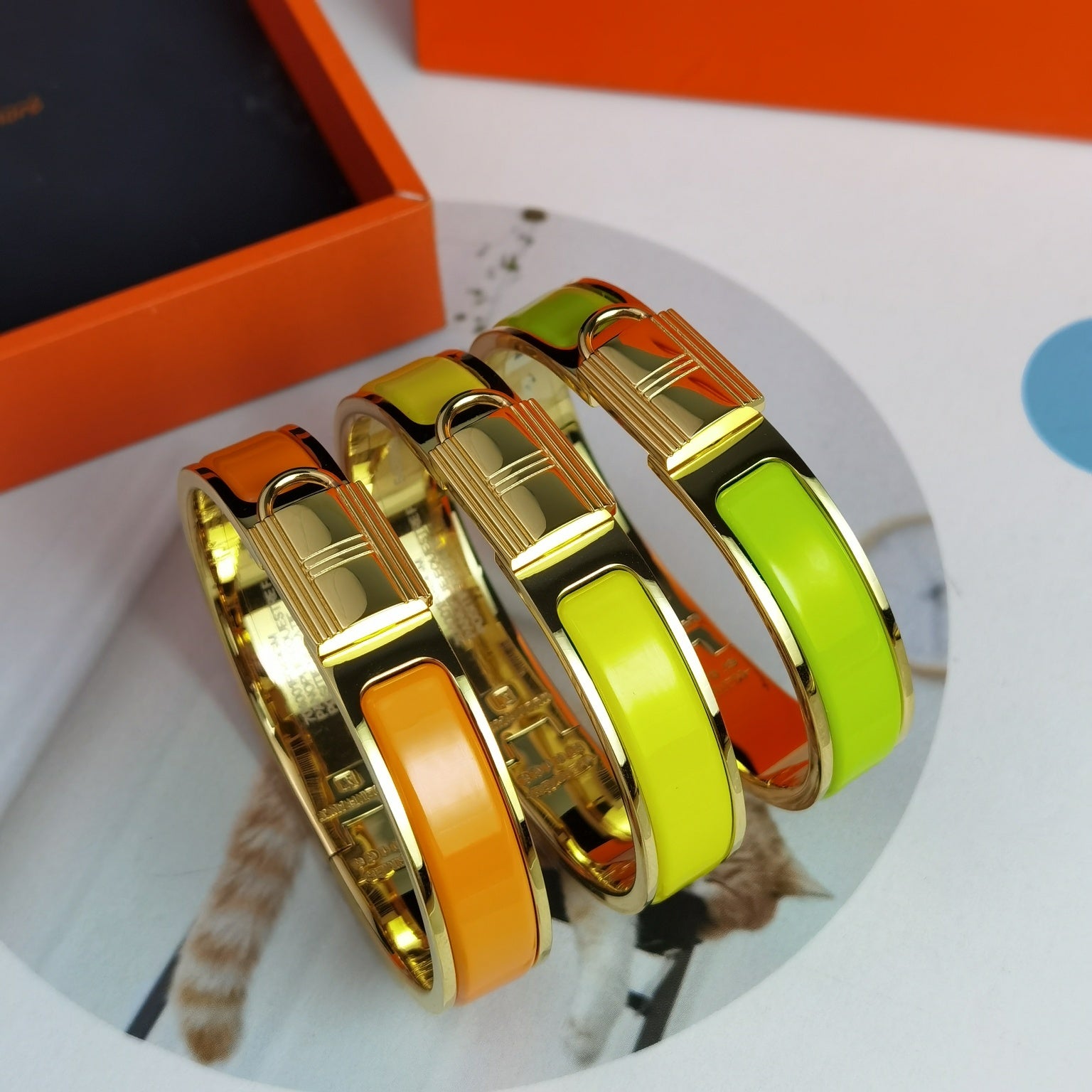 18K Hermes Clic Cadenas Orange Bracelet