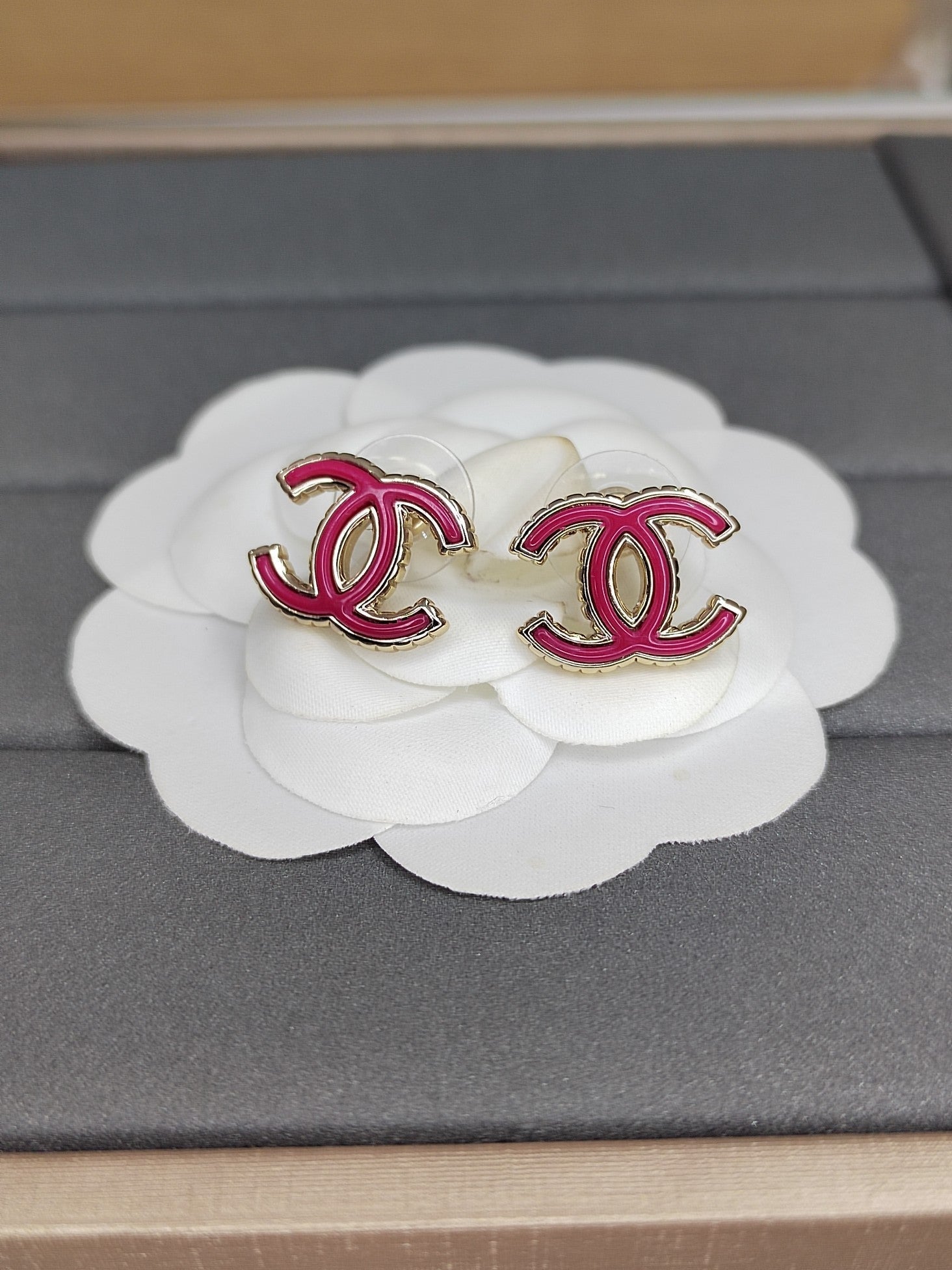 18K Chanel Pink Earrings