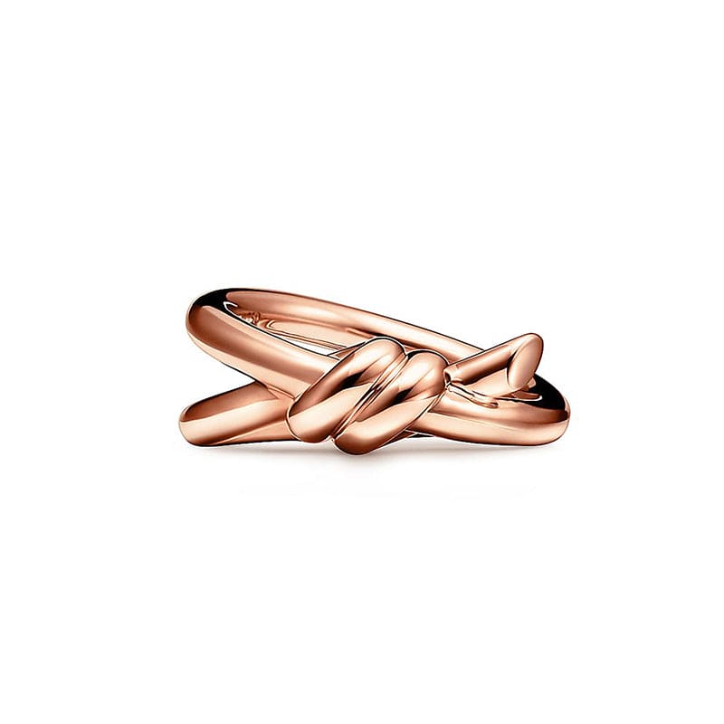 18K Tiffany Rose Gold Knot Double Row Ring