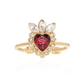 18K Gucci Double Crystal Heart Ring
