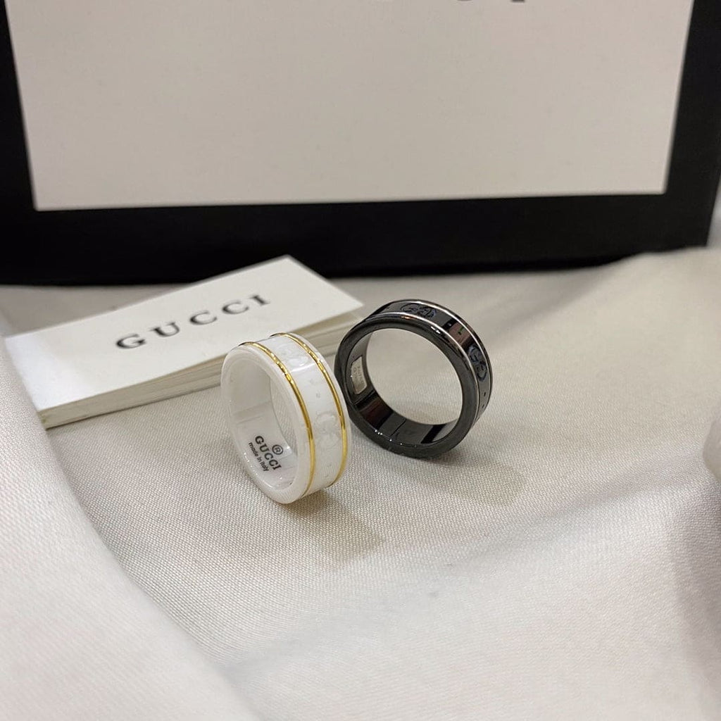 18K Gucci Double Icon Black Corundum Ring