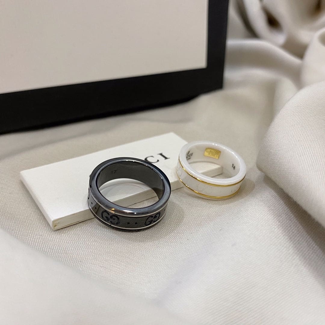 18K Gucci Double Icon White Zirconia Ring