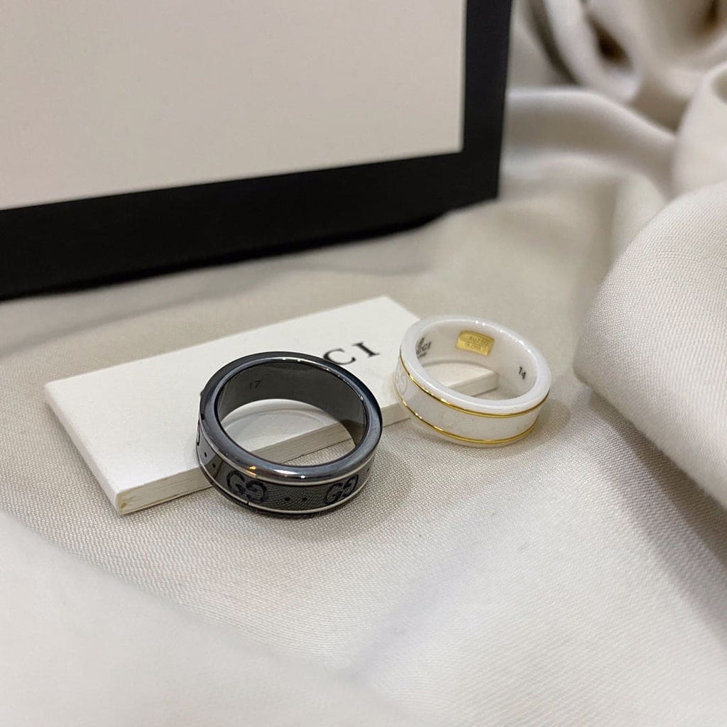 18K Gucci Double Icon Black Corundum Ring