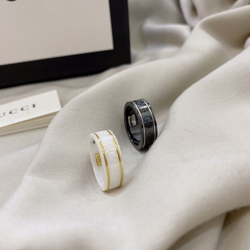 18K Gucci Double Icon White Zirconia Ring