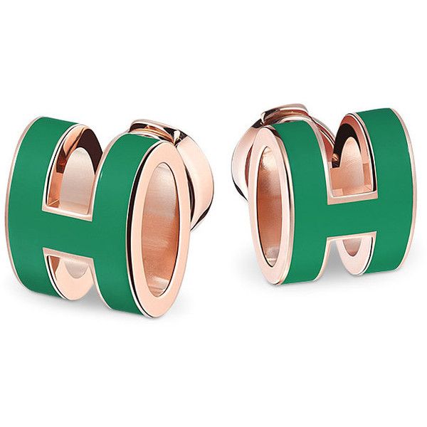 18K Hermes Mini Pop Green Earrings