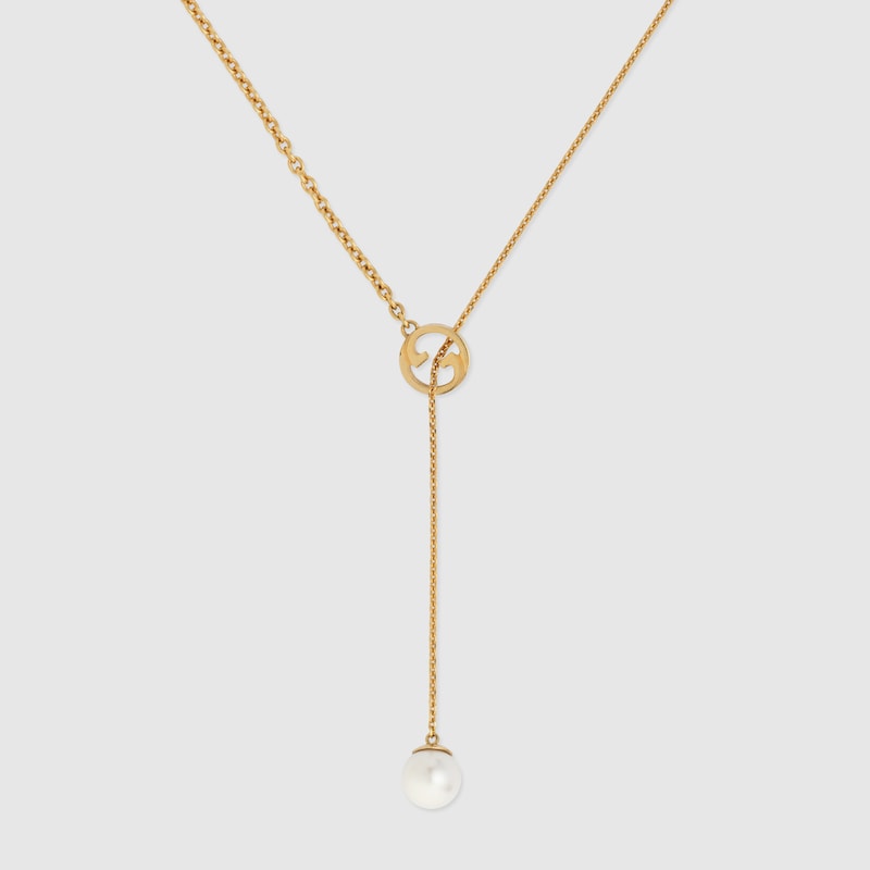18K Gucci Double Blondie Pearl Drop Necklace