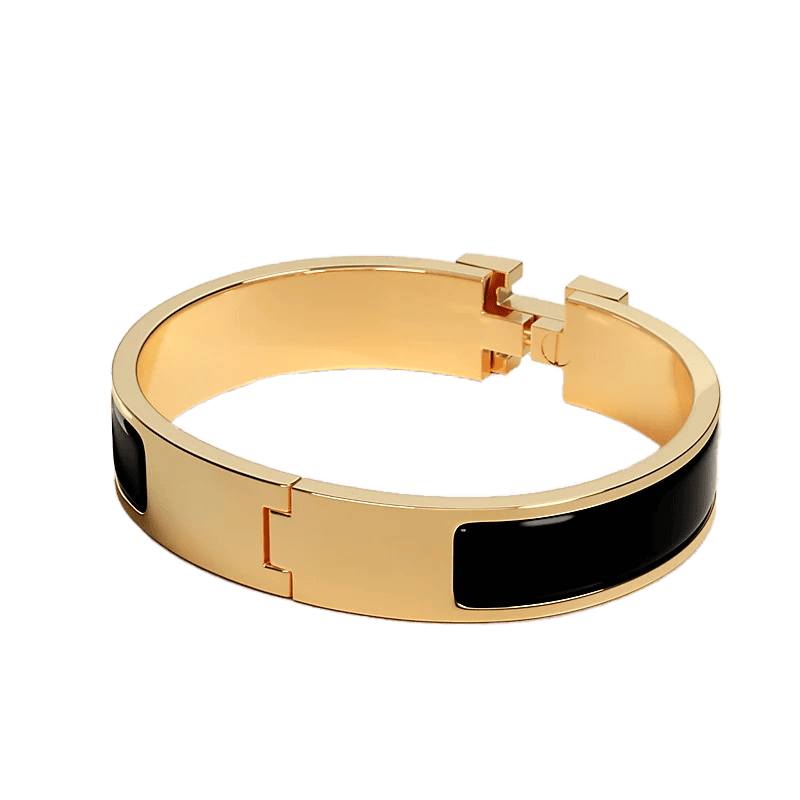 18K Hermes Clic Black Bracelet