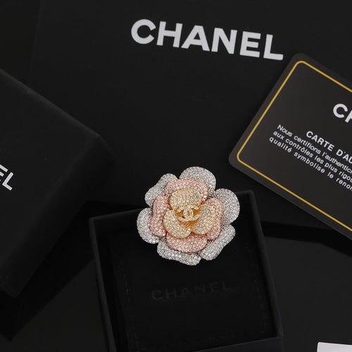 18K Chanel Camellia Pink Diamonds Brooch