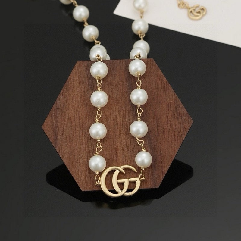 18K Gucci Double Pearl Necklace