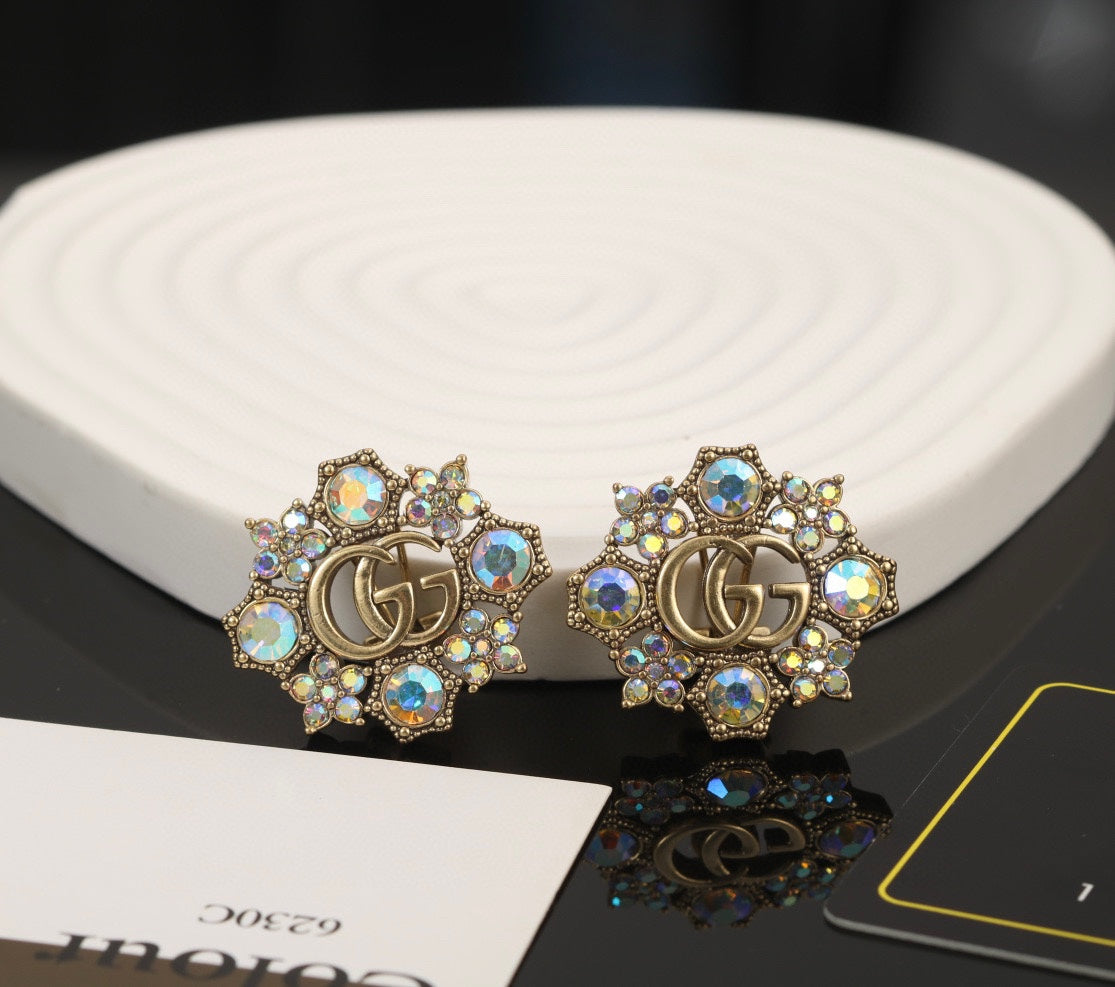 18K Gucci Double Blue Flowers Earrings