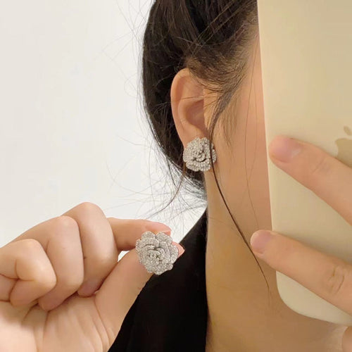 18K Chanel Camellia Diamond Earrings