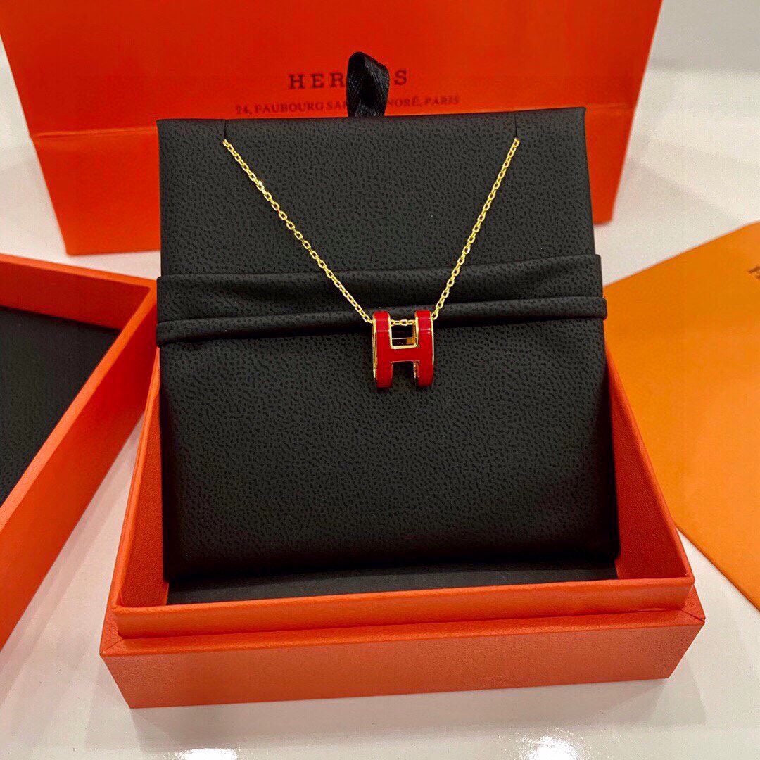 18K Hermes Mini Pop Red Necklace