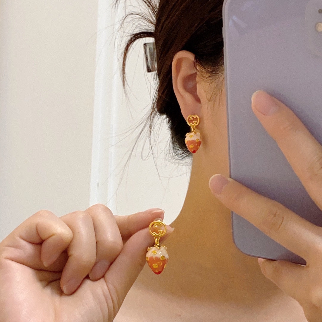 18K Gucci Double Strawberry Earrings