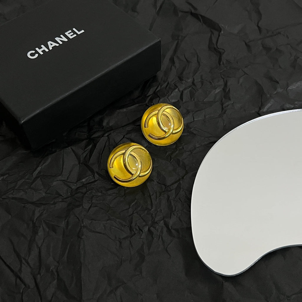 18K Chanel Vintage Yellow Crystal Earrings
