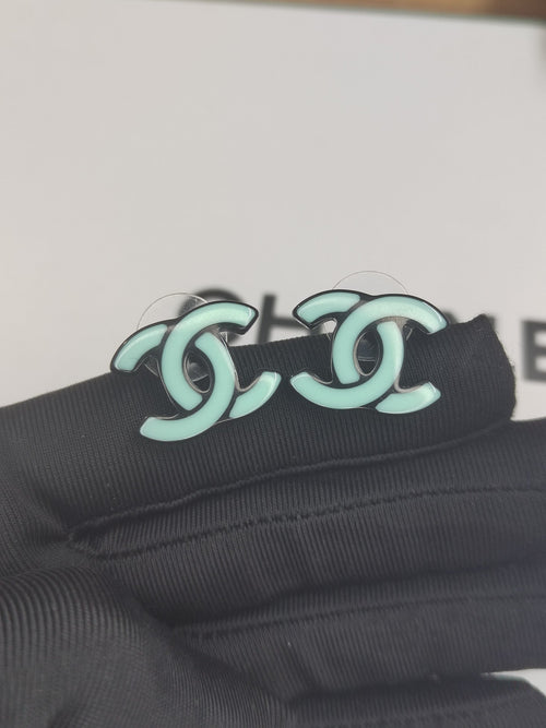 18K Chanel Classic Blue Earrings