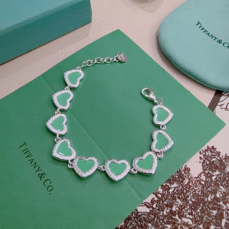 18K Tiffany Return to Green Heart Tag Bracelet