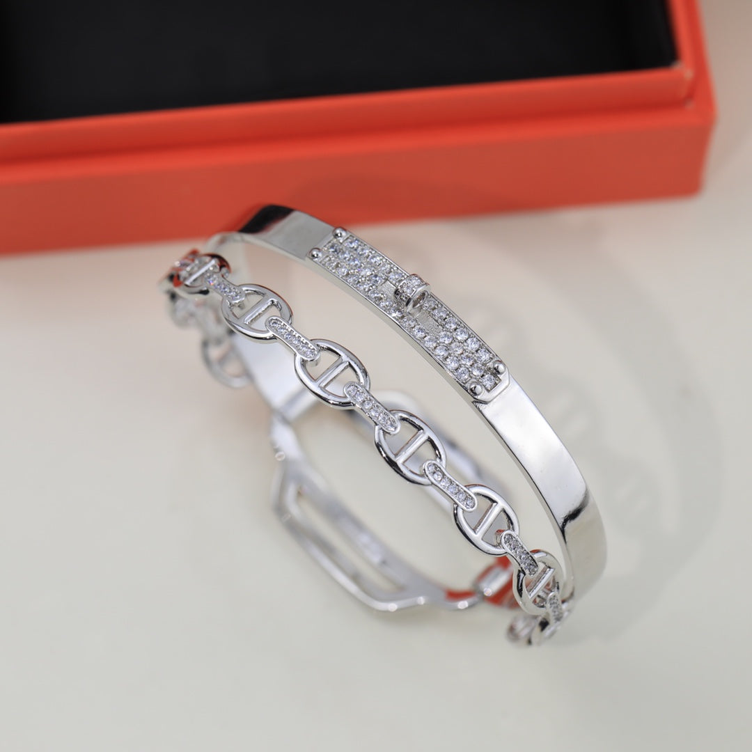 18K Hermes Kelly Double Tour Diamond Bracelet