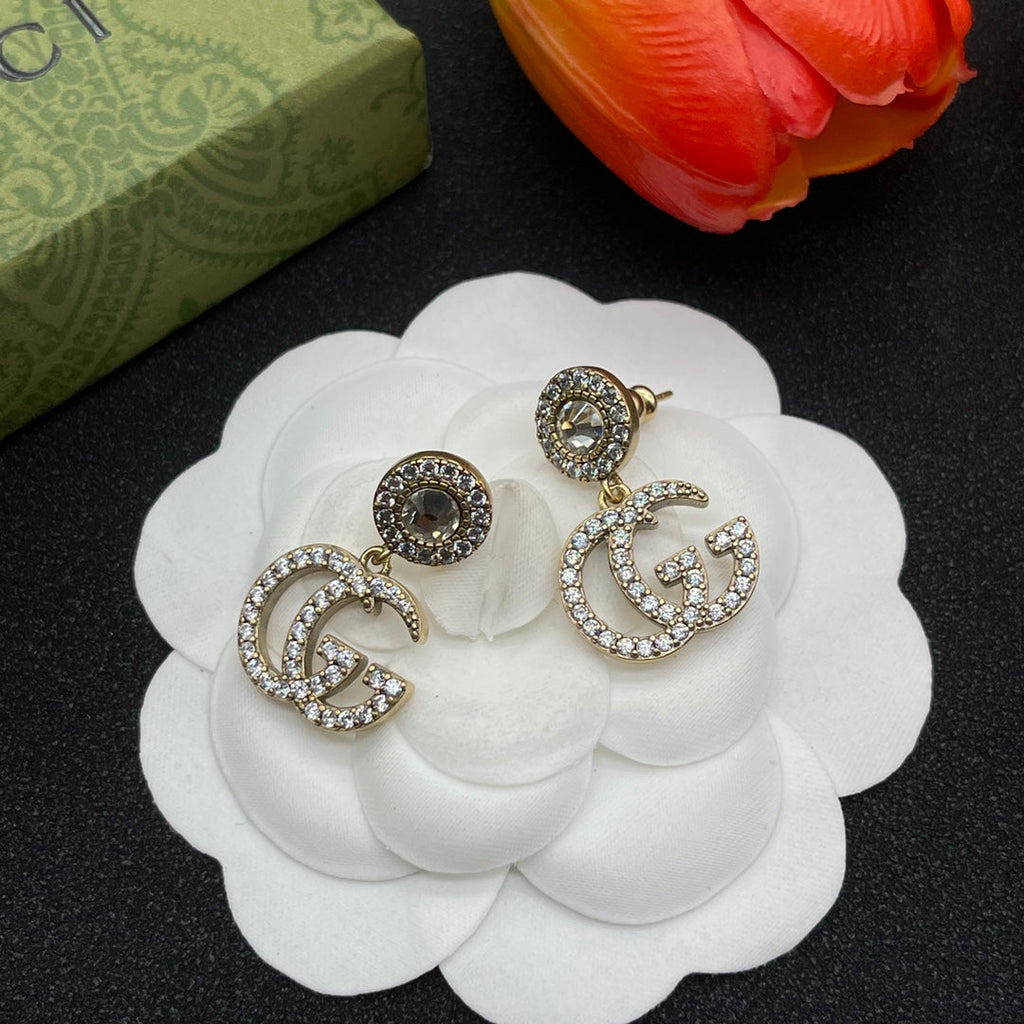 18K Gucci Double Crystals Earrings