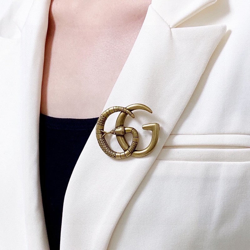 18K Gucci Double Snake Brooch