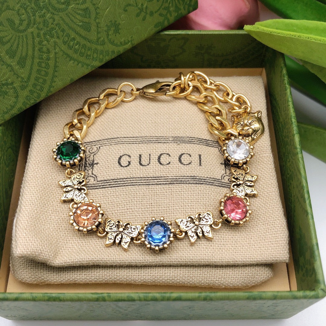 18K Gucci Double Interlocking Gucci Crystals Bracelet