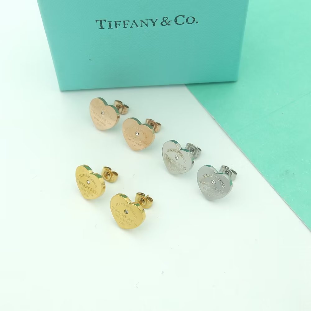 18K Tiffany Return to Heart Tag Stud Earrings
