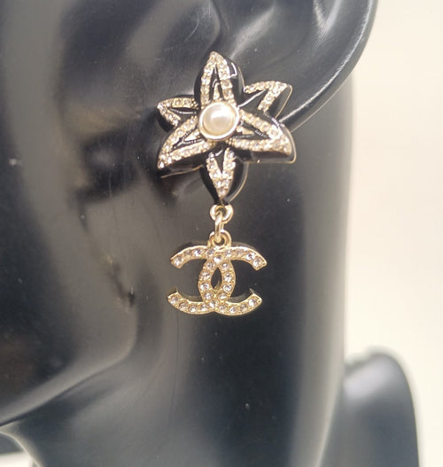 18K Chanel Camellia Pendant Earrings
