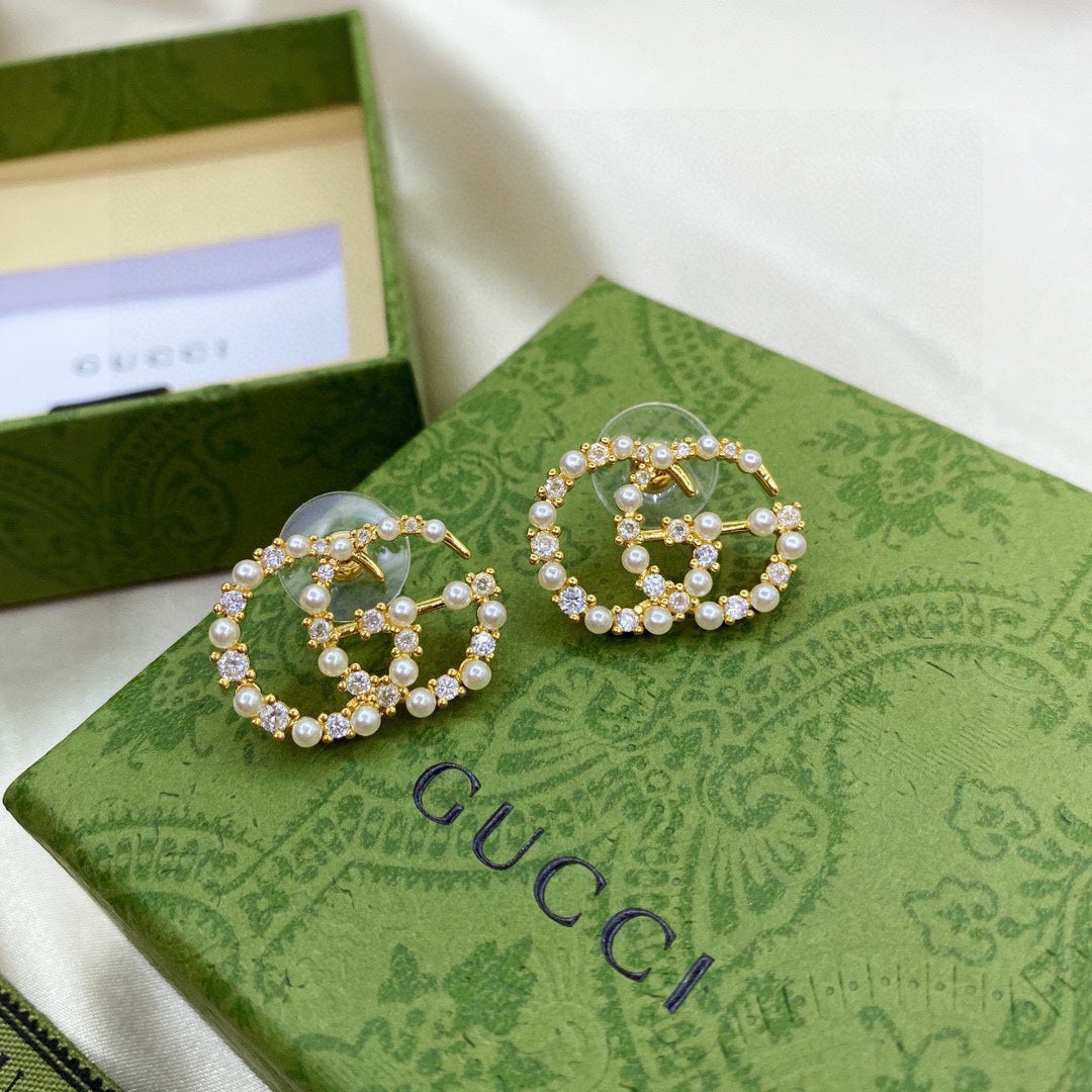 18K Gucci Double Pearls Earrings