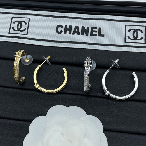18K Chanel Circle Zircon Earrings