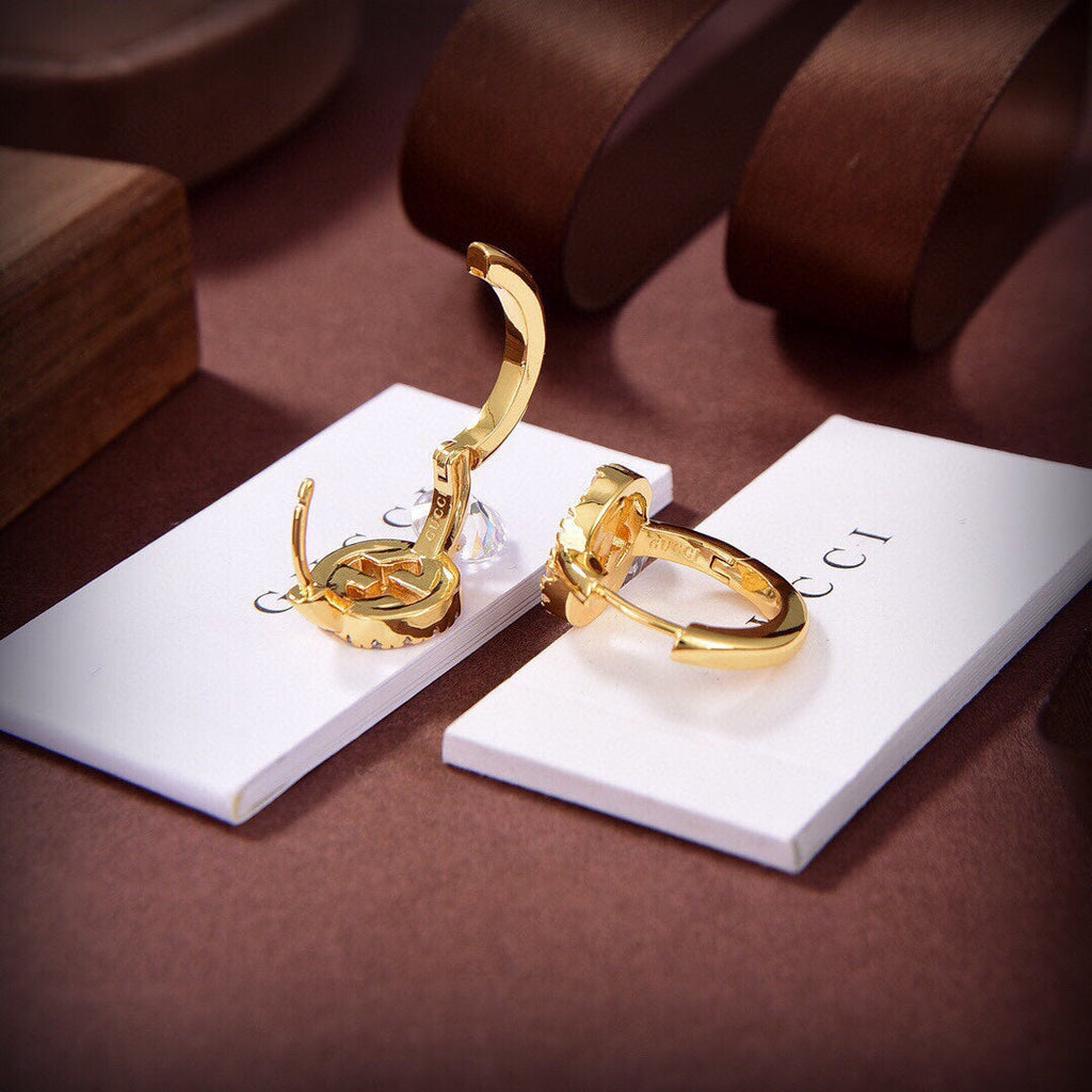 18K Gucci Double Interlocking Gucci Diamond Earrings