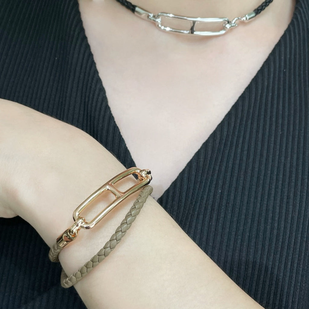 18K Hermes Roulis Double Tour Grey Bracelet