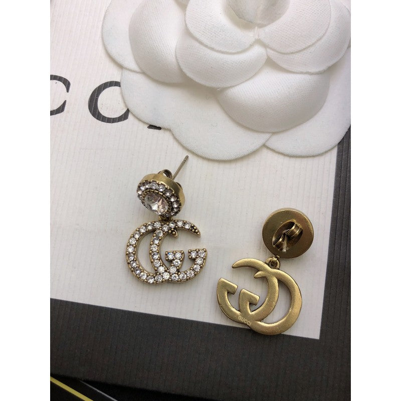 18K Gucci Double GucciCrystal Pendant Earrings