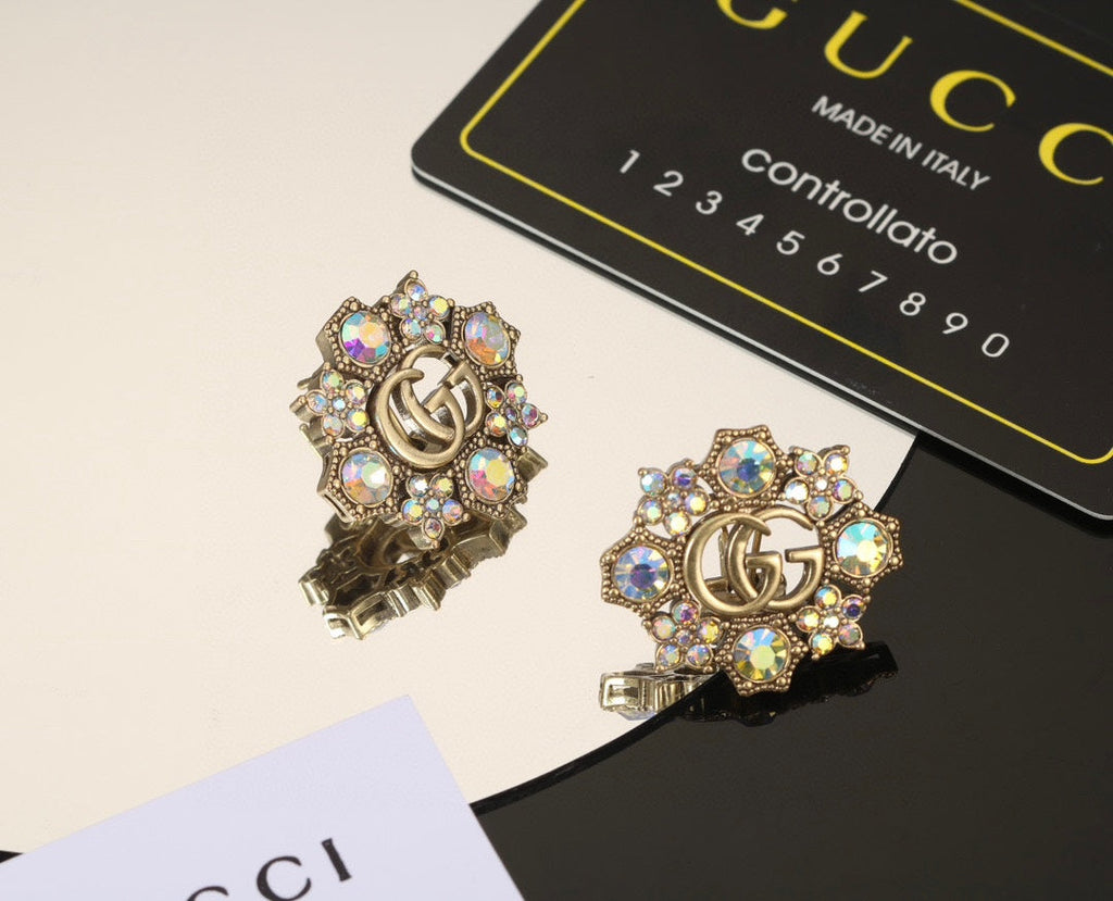 18K Gucci Double Blue Flowers Earrings