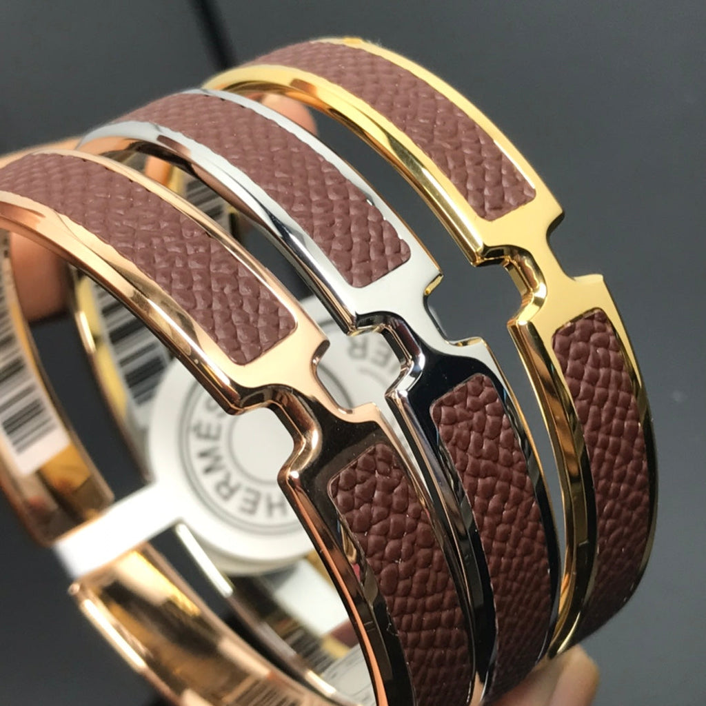18K Hermes Olympe Light Brown Bracelet